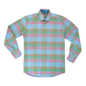 Visconti Black Shirt Mens Small Plaid Long Sleeve Preppy Button‎ Up MSRP $130